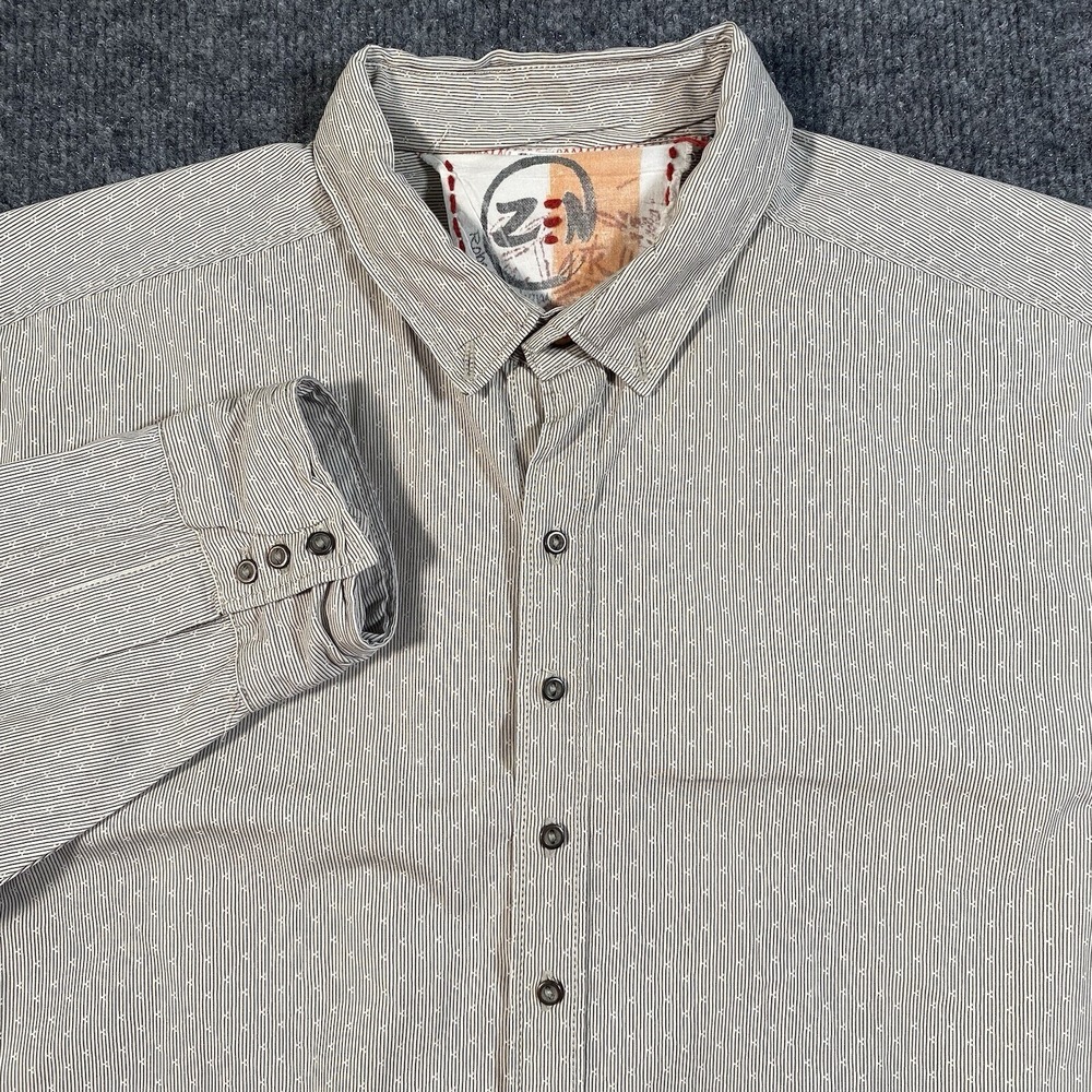 Robert Graham Zen Mens Large Embroidered Long Sleeve  Striped Oxford Shirt